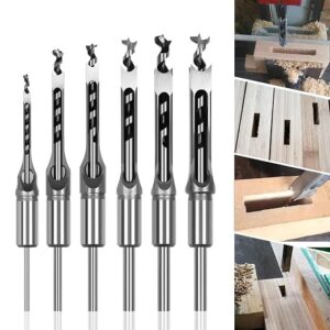 Set of 6 Wood Drill Bits Square Hole Bedanes Hollow Steel Mortise Drill Bits Chisel