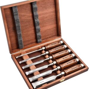 EZARC Professional Wood Chisel with Wooden Storage Box
